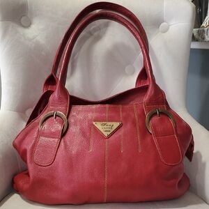 Wenz Luxurious Red Leather Shoulder Bag
